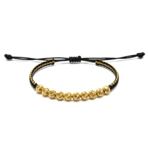 Pulsera Macramé 10 Balines Diamantados – Oro Laminado 18K