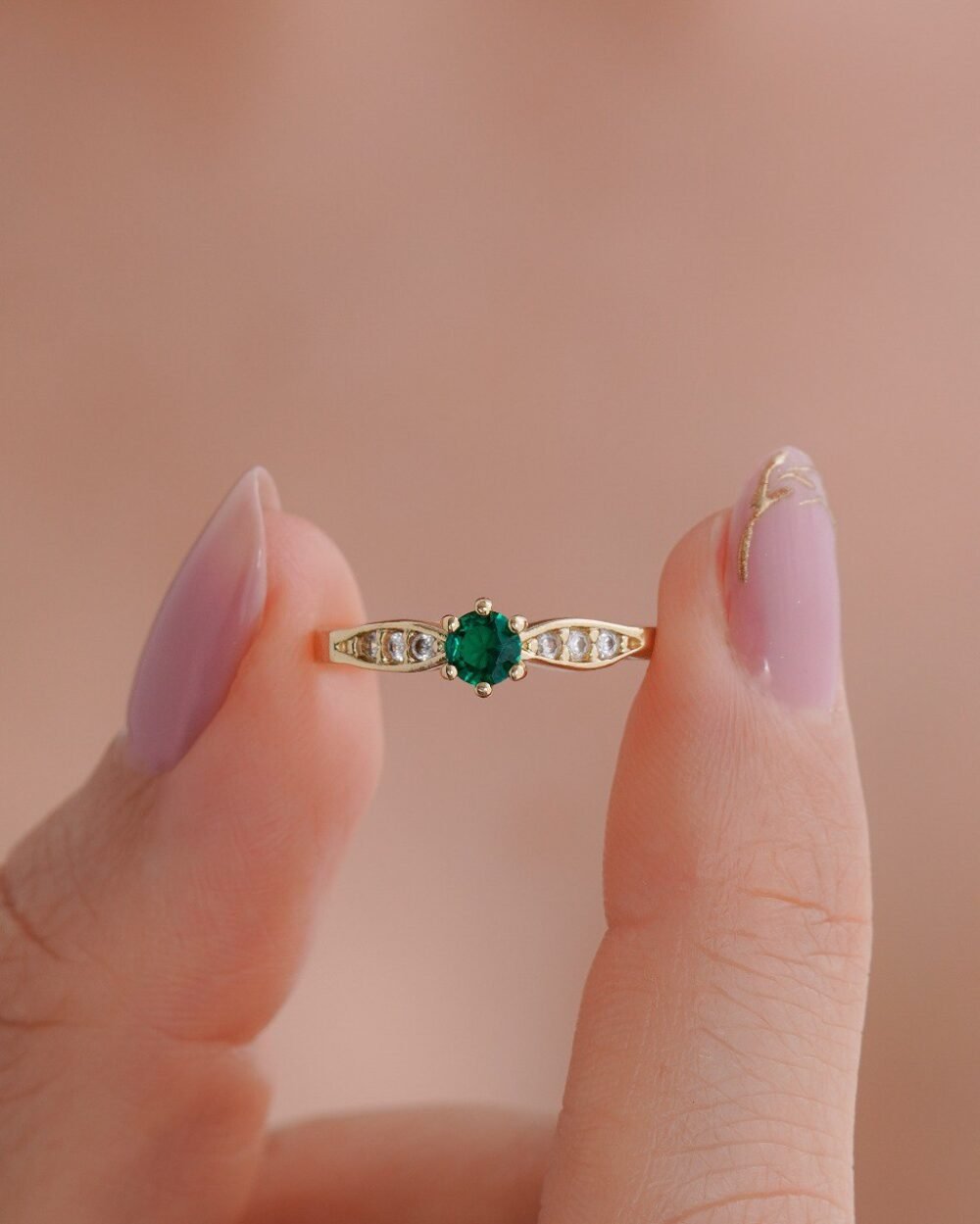 ANILLO SOLITARIO VERDE ESM