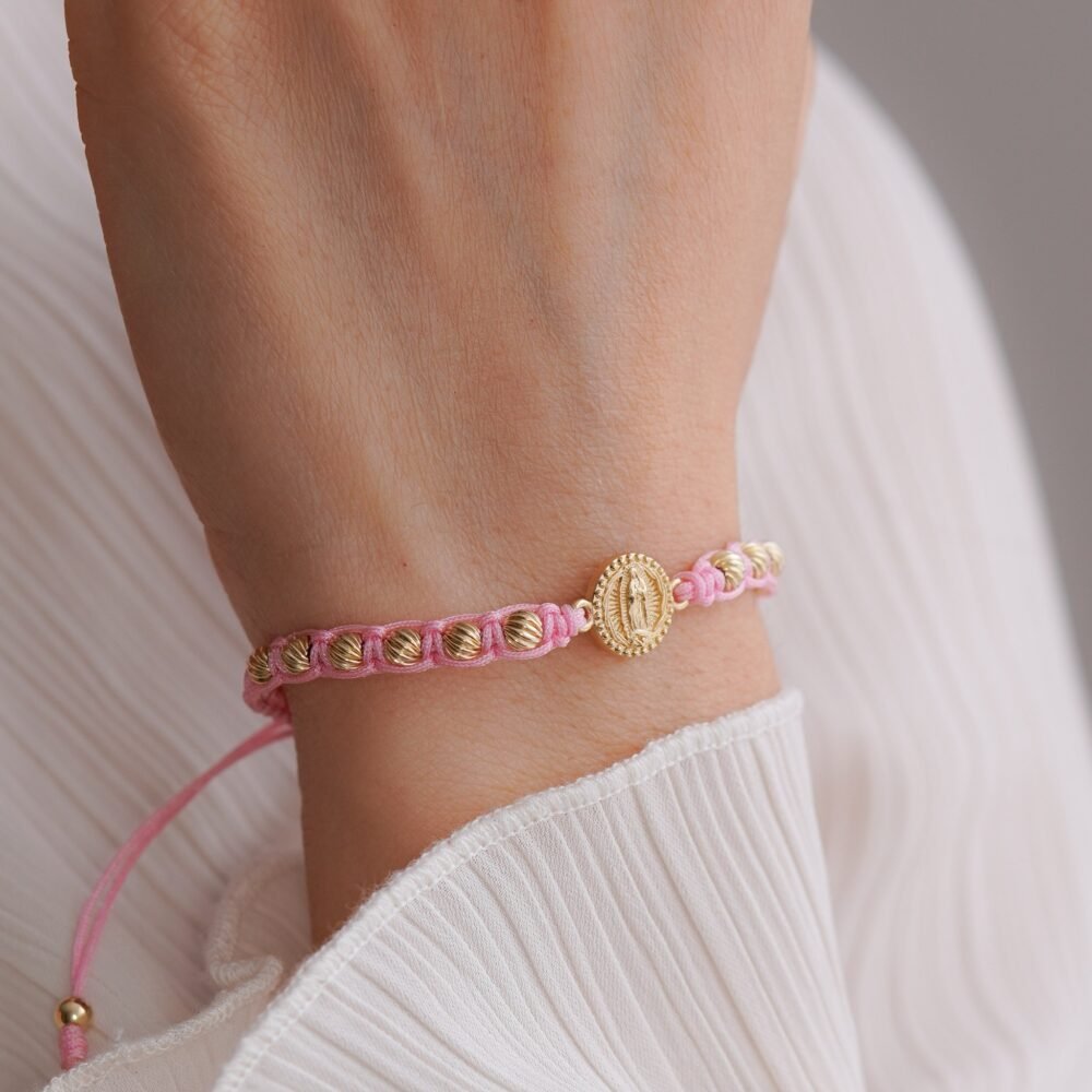BRAZALETE VIRGEN DE GUADALUPE ROSADO 4MM