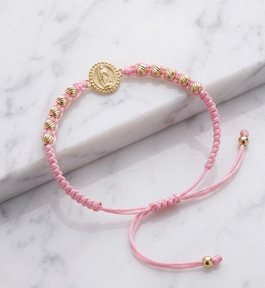 BRAZALETE VIRGEN DE GUADALUPE ROSADO 4MM