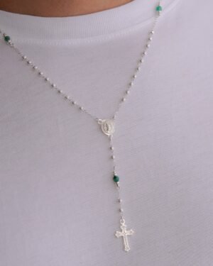 ROSARIO MURALLA ESMERALDA 3MM 50CM PLATA ITA