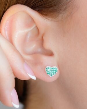 TOPO CORAZON CIRCONIAS VERDE ESM 1CM PLATA ITA TOPO CORAZON CIRCONIAS VERDE ESM 1CM PLATA ITA