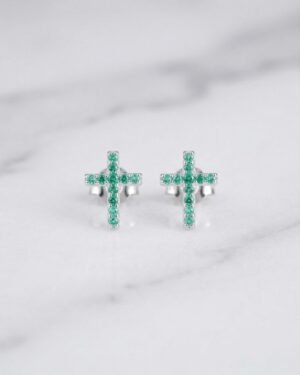 TOPO CRUZ MINI CIRCONIAS VERDE ESM 1.2CM PLATA ITA TOPO CRUZ MINI CIRCONIAS VERDE ESM 1.2CM PLATA ITA