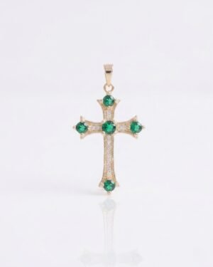 DIJE CRUZ TEMPLARIO VERDE ESMERALDA 3CM DIJE CRUZ TEMPLARIO VERDE ESMERALDA 3CM