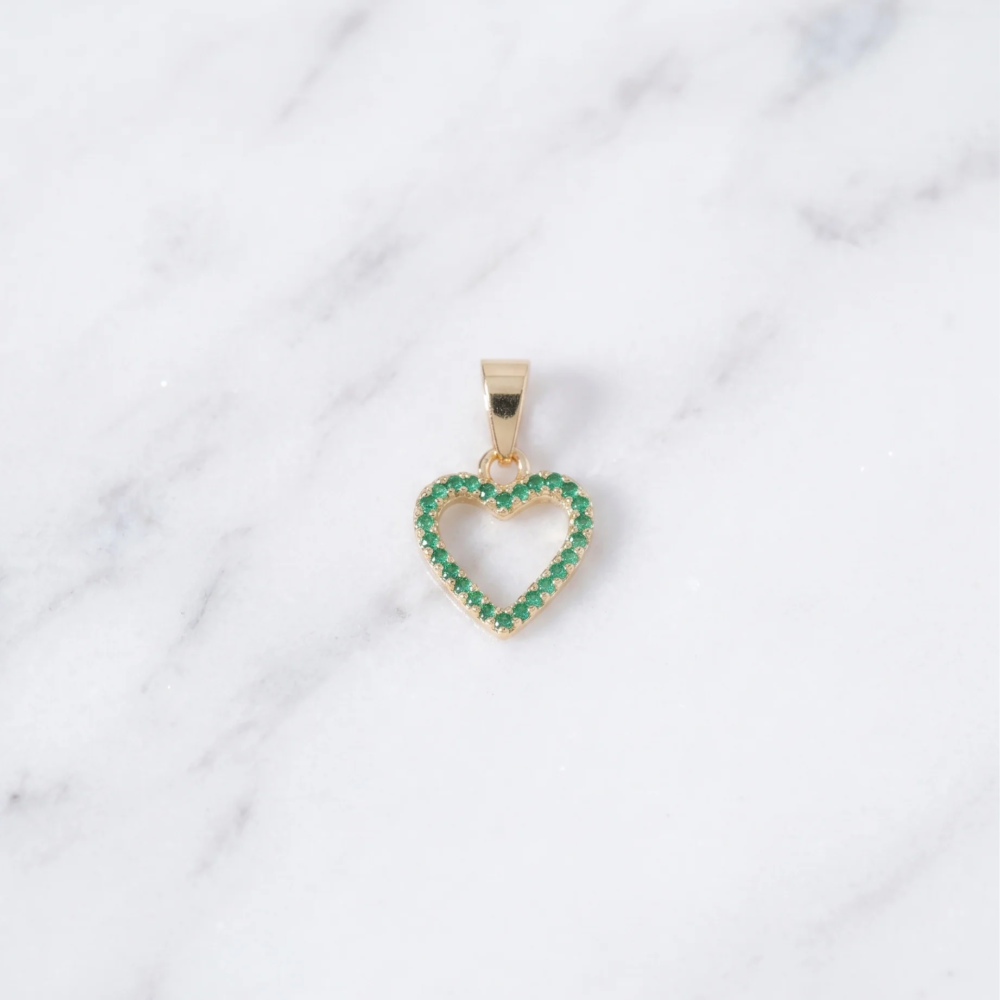 DIJE CORAZON SILUETA VERDE ESM 1.1CM